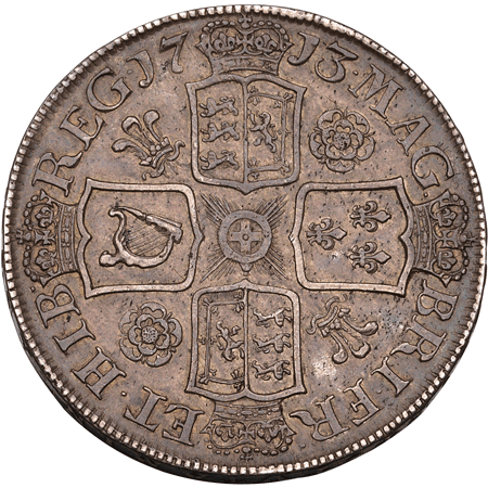 1713 Half Crown na Reverse